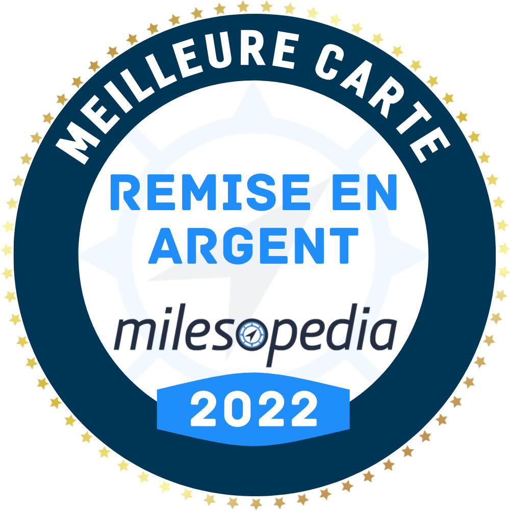 Logo du prix Milesopedia 2022 de la meilleure carte remise en argent.